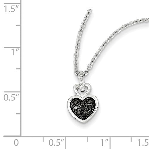 Sterling Silver Black And White Diamond Heart Pendant Necklace-Chris's Jewelry