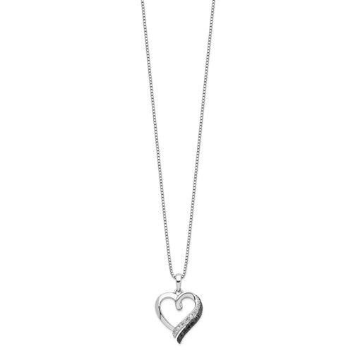 Sterling Silver Black And White Diamond Pendant-QP3761-Chris's Jewelry
