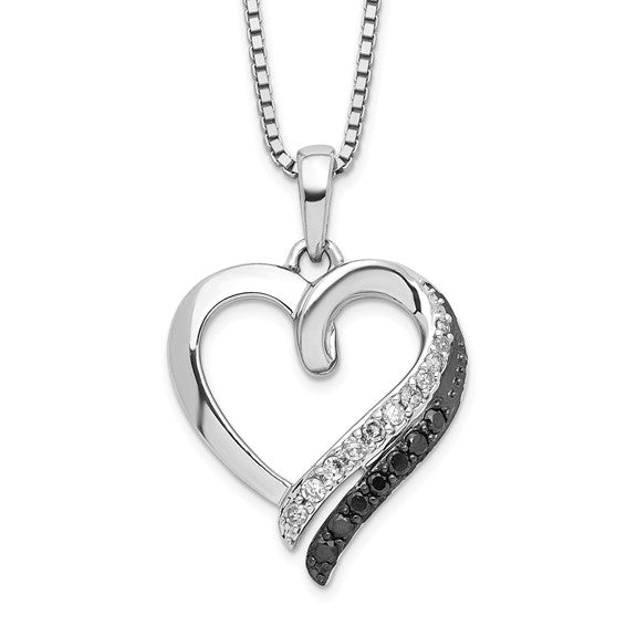 Sterling Silver Black And White Diamond Pendant-QP3761-Chris's Jewelry