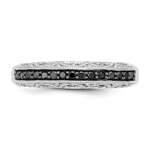 Sterling Silver Black And White Diamond Ring-Chris's Jewelry