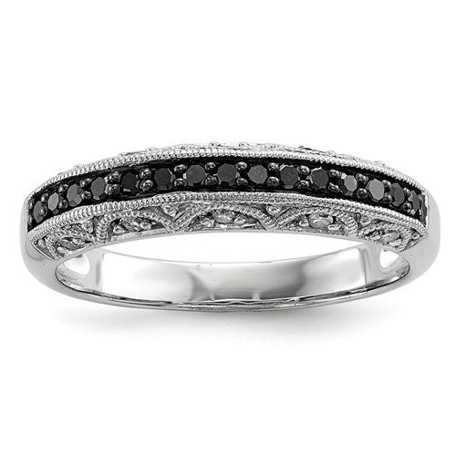 Sterling Silver Black And White Diamond Ring-Chris's Jewelry