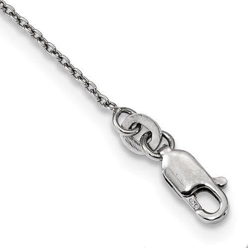 Sterling Silver Black Diamond Filigree Circle Pendant Necklace-QP3810-Chris's Jewelry