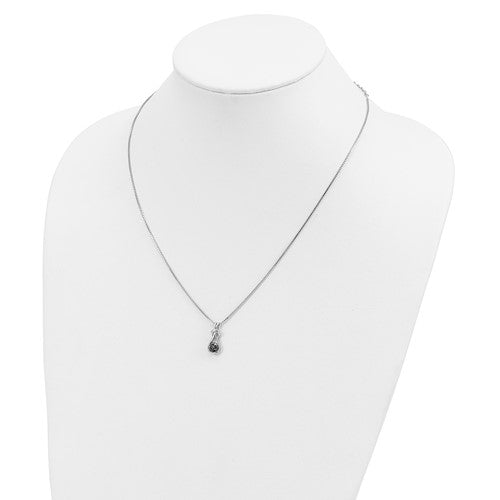 Sterling Silver Black Diamond Love Knot Pendant Necklace-QP2343-Chris's Jewelry