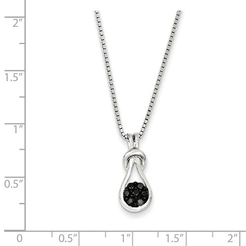 Sterling Silver Black Diamond Love Knot Pendant Necklace-QP2343-Chris's Jewelry