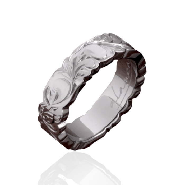 Sterling Silver Black Plated 6mm Scroll and Turtle Band-Chris's Jewelry