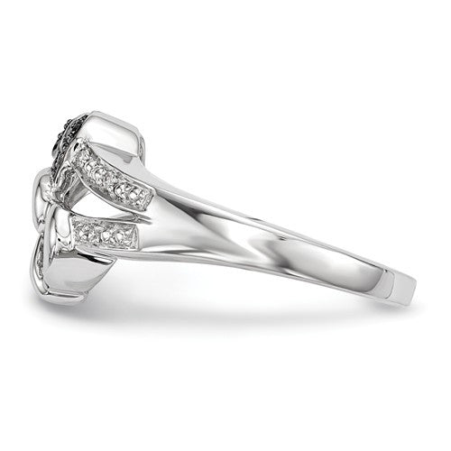 Sterling Silver Black & White Diamond Heart Ring-Chris's Jewelry