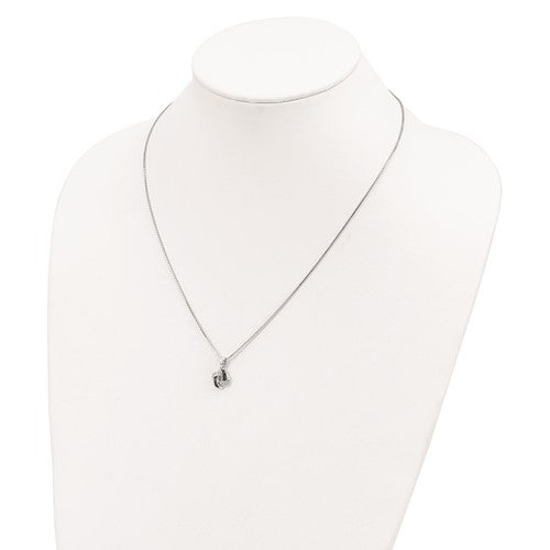 Sterling Silver Black & White Diamond Knot Pendant Necklace-QP2360-Chris's Jewelry