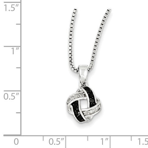 Sterling Silver Black & White Diamond Knot Pendant Necklace-QP2360-Chris's Jewelry