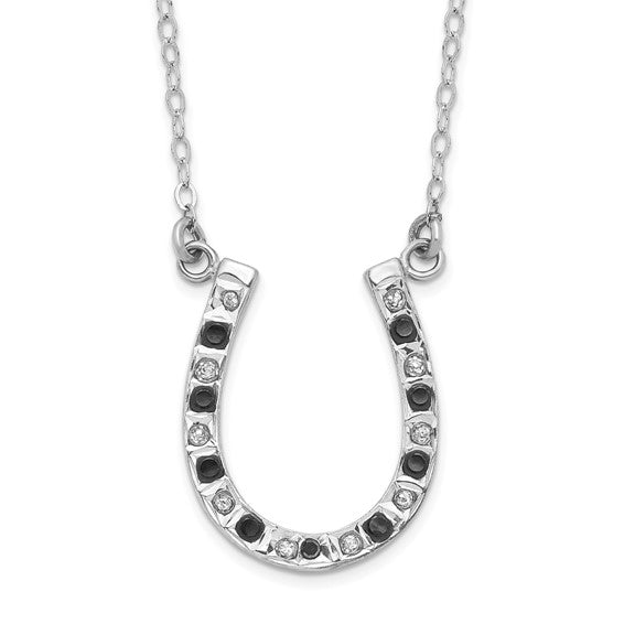 Sterling Silver Black & White Diamond Mystique Horseshoe Necklace-QDF116-Chris's Jewelry