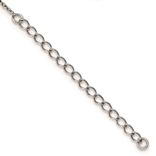 Sterling Silver Black & White Diamond Teardrop Pendant Necklace-QP3777-Chris's Jewelry