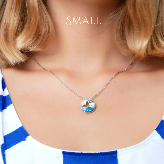 Sterling Silver Blue Opal Ocean Wave Pendant by Alamea-Chris's Jewelry
