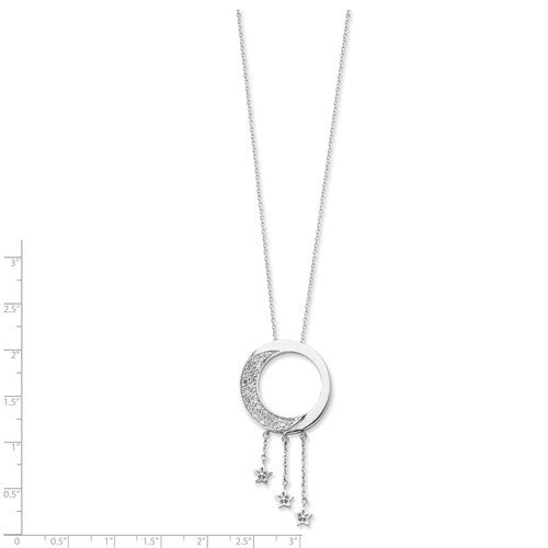 Sterling Silver & CZ 'I Promise You The Moon And Stars' Necklace-QSX210-Chris's Jewelry