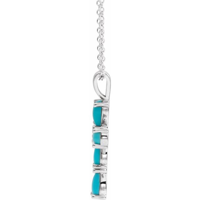 Sterling Silver Cabochon Turquoise Cross 16-18" Necklace-R42378:624:P-Chris's Jewelry