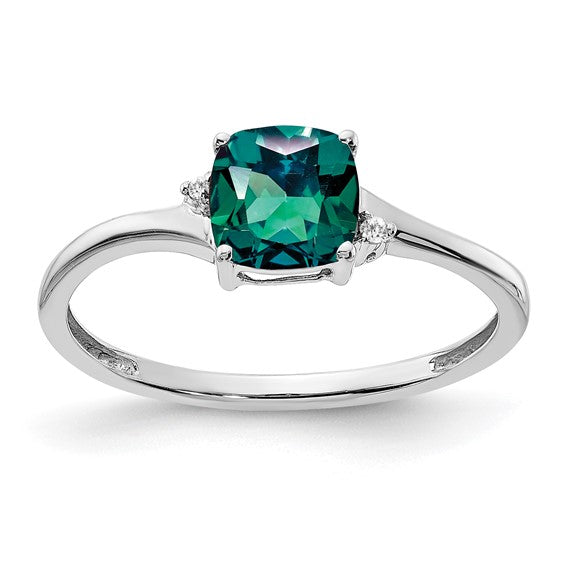 Sterling Silver Cushion Cut 6mm Gemstone And Diamond Rings-RM7404-CA-001-SSA-6-Chris's Jewelry