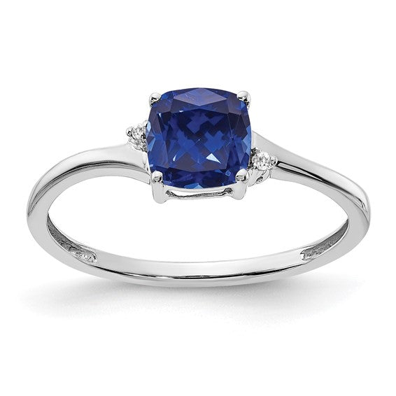 Sterling Silver Cushion Cut 6mm Gemstone And Diamond Rings-RM7404-CSA-001-SSA-6-Chris's Jewelry