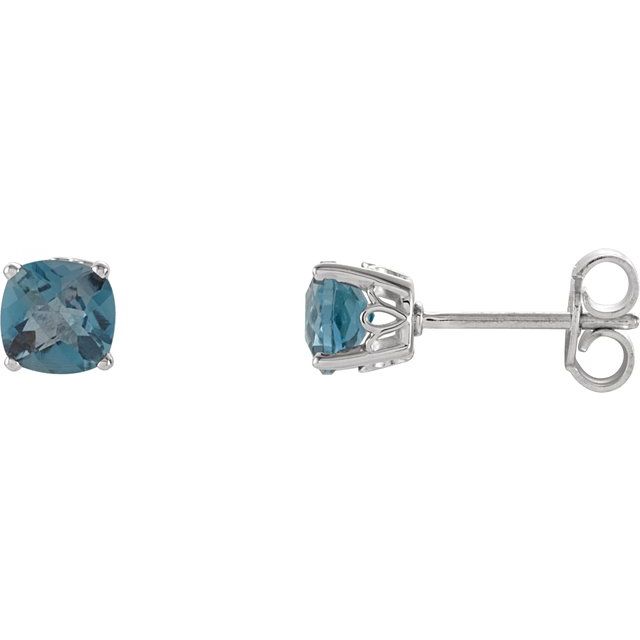 Sterling Silver Cushion Cut Gemstone Earrings-28190:70028:P-Chris's Jewelry