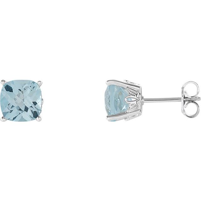 Sterling Silver Cushion Cut Gemstone Earrings-28190:70031:P-Chris's Jewelry