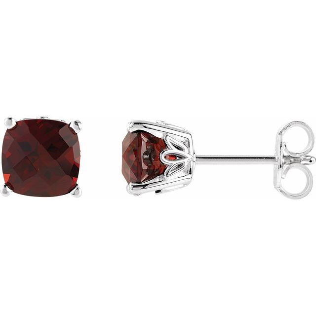 Sterling Silver Cushion Cut Gemstone Earrings-28190:70013:P-Chris's Jewelry
