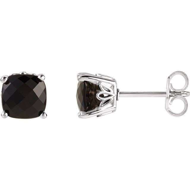 Sterling Silver Cushion Cut Gemstone Earrings-28190:70055:P-Chris's Jewelry