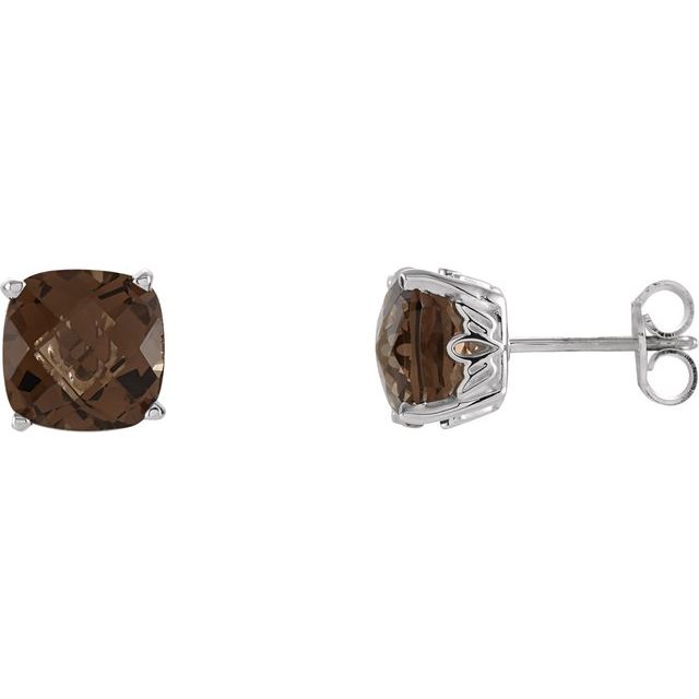 Sterling Silver Cushion Cut Gemstone Earrings-28190:70025:P-Chris's Jewelry