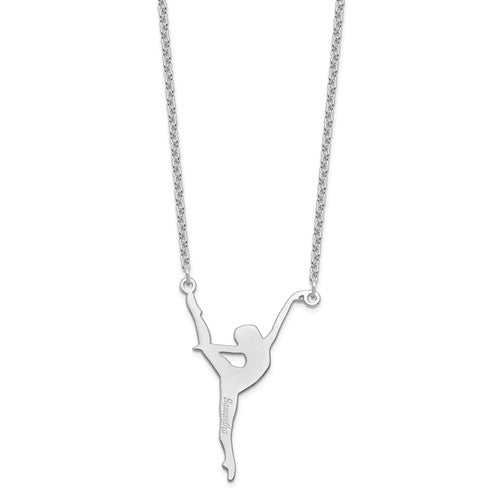 Sterling Silver Dance Engraved Name Necklace-XNA700SS-Chris's Jewelry