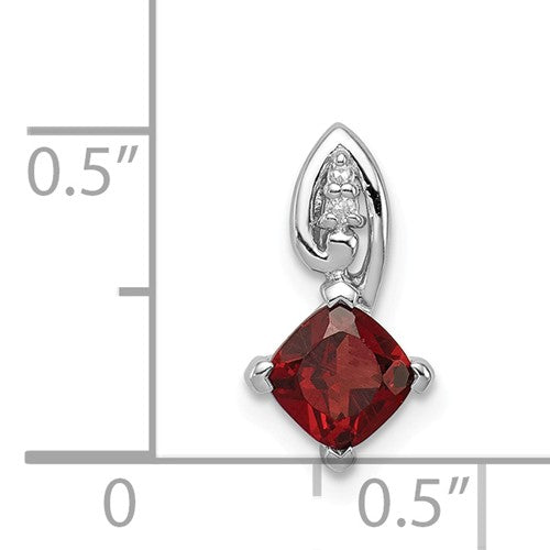 Sterling Silver Diamond And Garnet or Peridot Cushion Square Pendant-Chris's Jewelry
