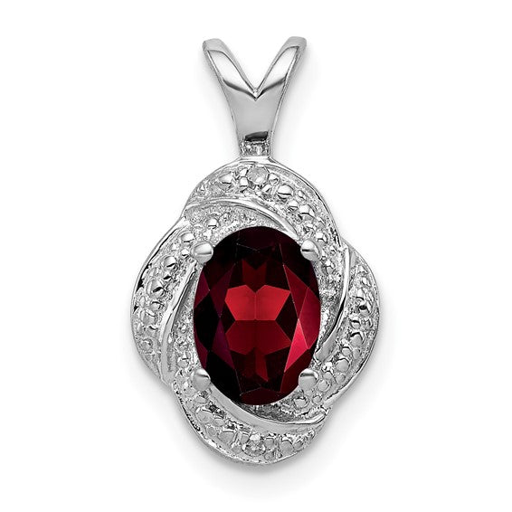 Sterling Silver Diamond And Oval Gemstone Pendants-QBPD12JAN-Chris's Jewelry