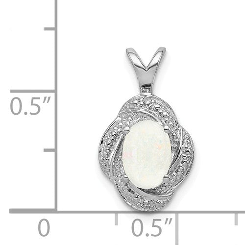 Sterling Silver Diamond And Oval Gemstone Pendants-Chris's Jewelry