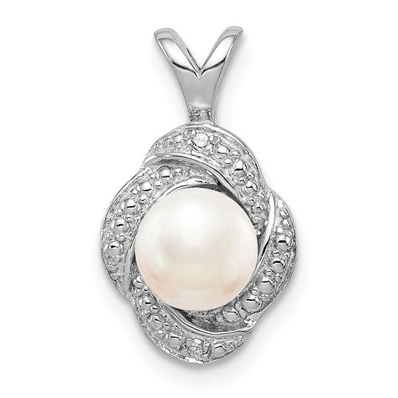 Sterling Silver Diamond And Oval Gemstone Pendants-QBPD12JUN-Chris's Jewelry