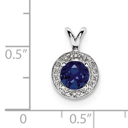 Sterling Silver Diamond And Round Gemstone Halo-Style Pendants-Chris's Jewelry