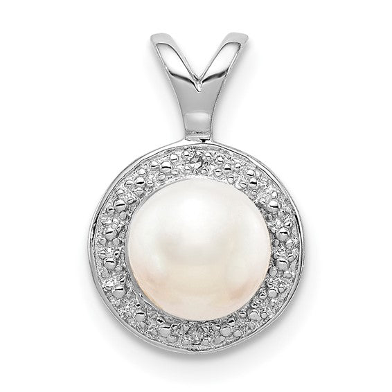 Sterling Silver Diamond And Round Gemstone Halo-Style Pendants-QBPD11JUN-Chris's Jewelry