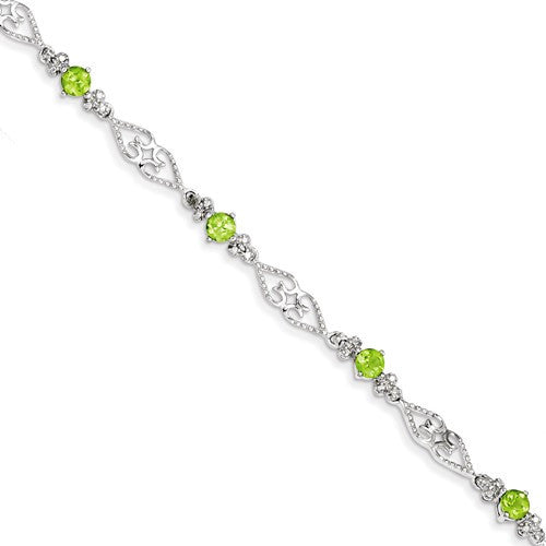Sterling Silver Diamond & Gemstone Filigree Hearts Bracelets-Chris's Jewelry