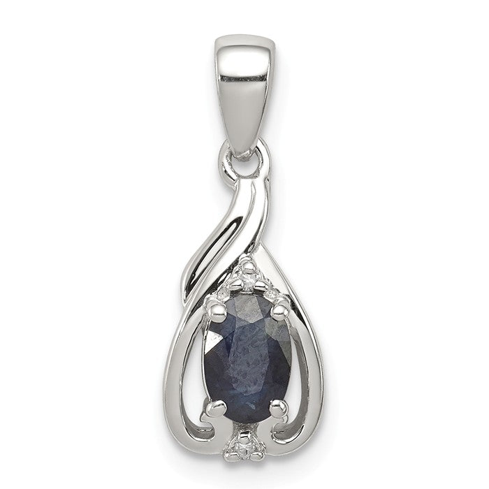 Sterling Silver Diamond & Gemstone Oval Pendants-Chris's Jewelry