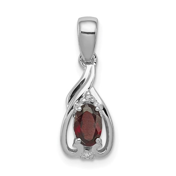 Sterling Silver Diamond & Gemstone Oval Pendants-QP2982GA-Chris's Jewelry