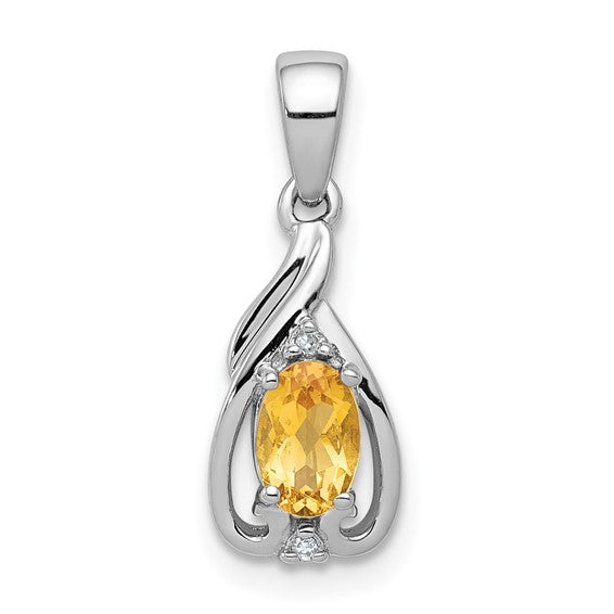 Sterling Silver Diamond & Gemstone Oval Pendants-QP2982CI-Chris's Jewelry