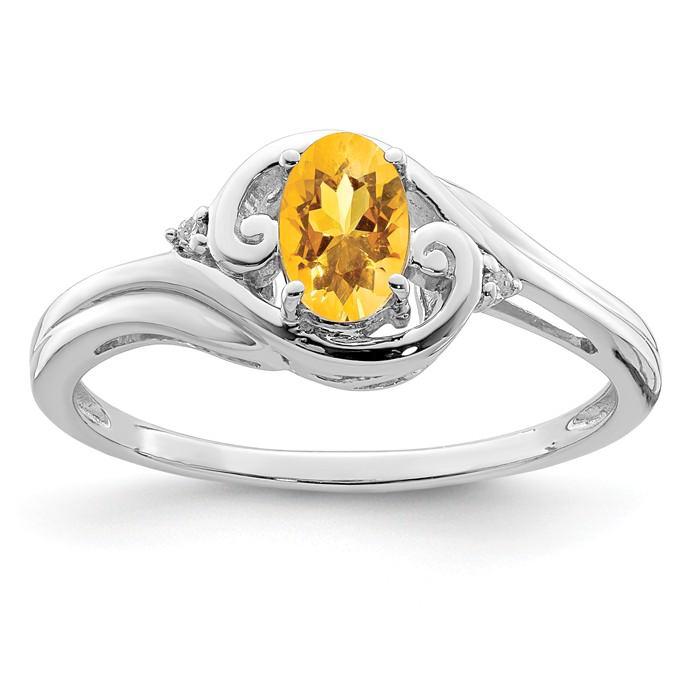 Sterling Silver Diamond & Oval Genuine Gemstone Birthstone Rings-QR4504CI-6-Chris's Jewelry