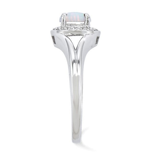 Sterling Silver Diamond & Round Birthstone Halo-Style Rings-Chris's Jewelry