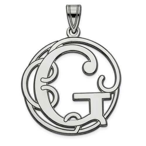 Sterling Silver Fancy Script Initial Charm Pendant - Various Letters-QC8999G-Chris's Jewelry