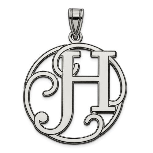 Sterling Silver Fancy Script Initial Charm Pendant - Various Letters-QC8999H-Chris's Jewelry