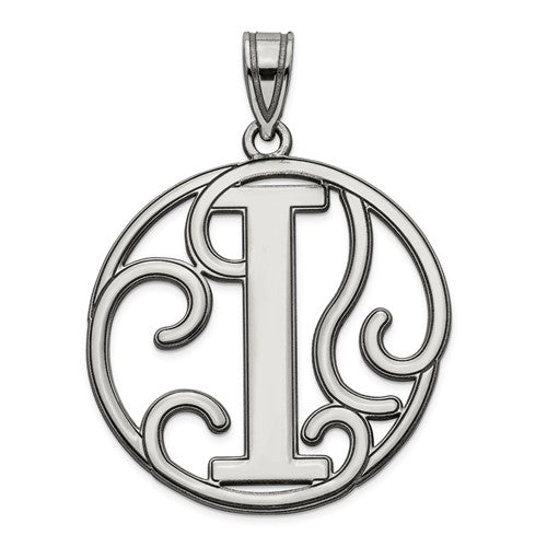 Sterling Silver Fancy Script Initial Charm Pendant - Various Letters-QC8999I-Chris's Jewelry