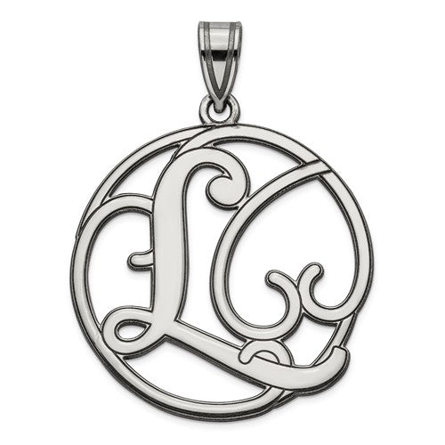 Sterling Silver Fancy Script Initial Charm Pendant - Various Letters-QC8999L-Chris's Jewelry
