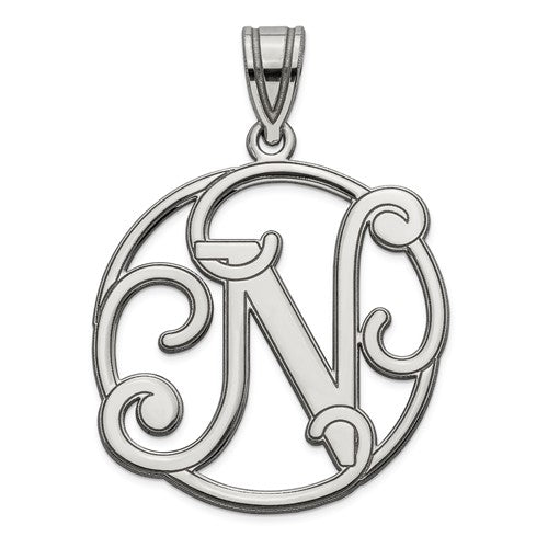 Sterling Silver Fancy Script Initial Charm Pendant - Various Letters-QC8999N-Chris's Jewelry