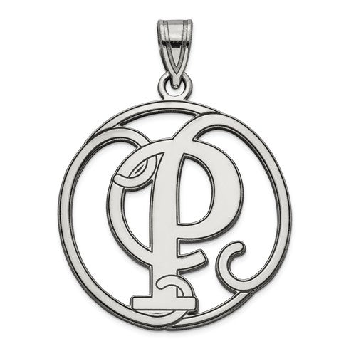 Sterling Silver Fancy Script Initial Charm Pendant - Various Letters-QC8999P-Chris's Jewelry