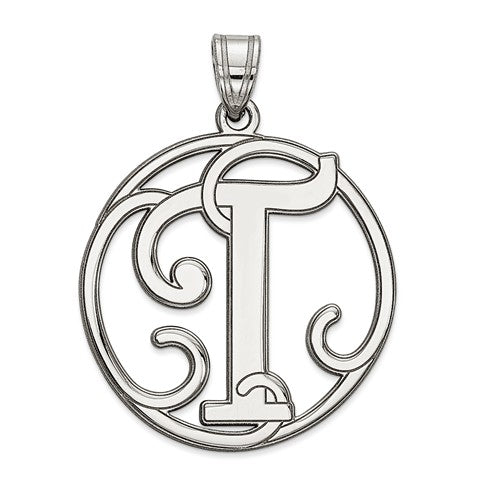 Sterling Silver Fancy Script Initial Charm Pendant - Various Letters-QC8999T-Chris's Jewelry
