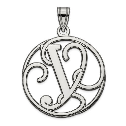 Sterling Silver Fancy Script Initial Charm Pendant - Various Letters-QC8999Y-Chris's Jewelry