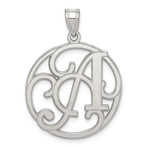 Sterling Silver Fancy Script Initial Charm Pendant - Various Letters-QC8999A-Chris's Jewelry