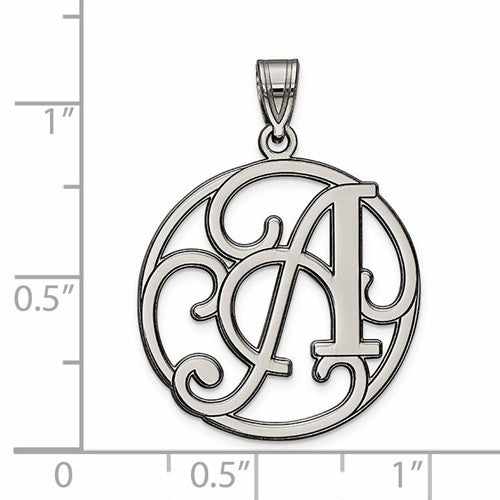 Sterling Silver Fancy Script Initial Charm Pendant - Various Letters-Chris's Jewelry