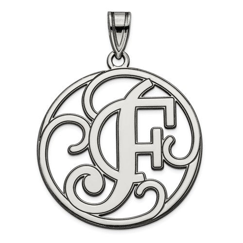 Sterling Silver Fancy Script Initial Charm Pendant - Various Letters-QC8999F-Chris's Jewelry