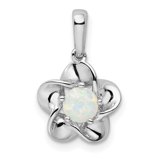 Sterling Silver Flower Pendant - Various Birthstone Choices-QBPD31OCT-Chris's Jewelry