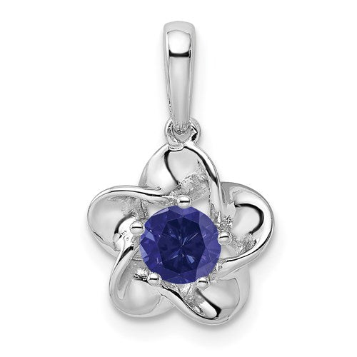 Sterling Silver Flower Pendant - Various Birthstone Choices-QBPD31SEP-Chris's Jewelry